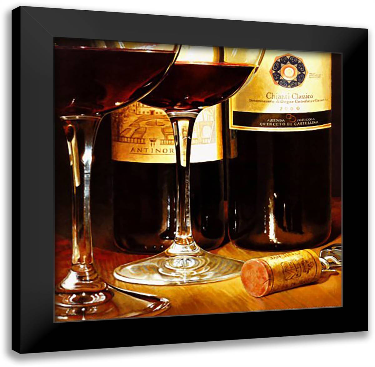 Chianti Classico 20x20 Black Modern Wood Framed Art Print Poster by Ferreri, Stefano