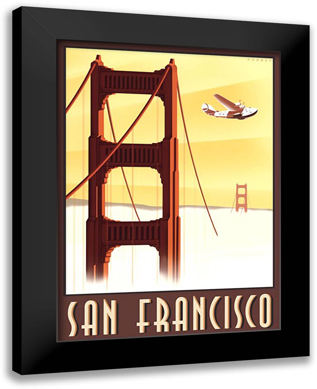 San Francisco 24x32 Black Modern Wood Framed Art Print Poster by Forney, Steve