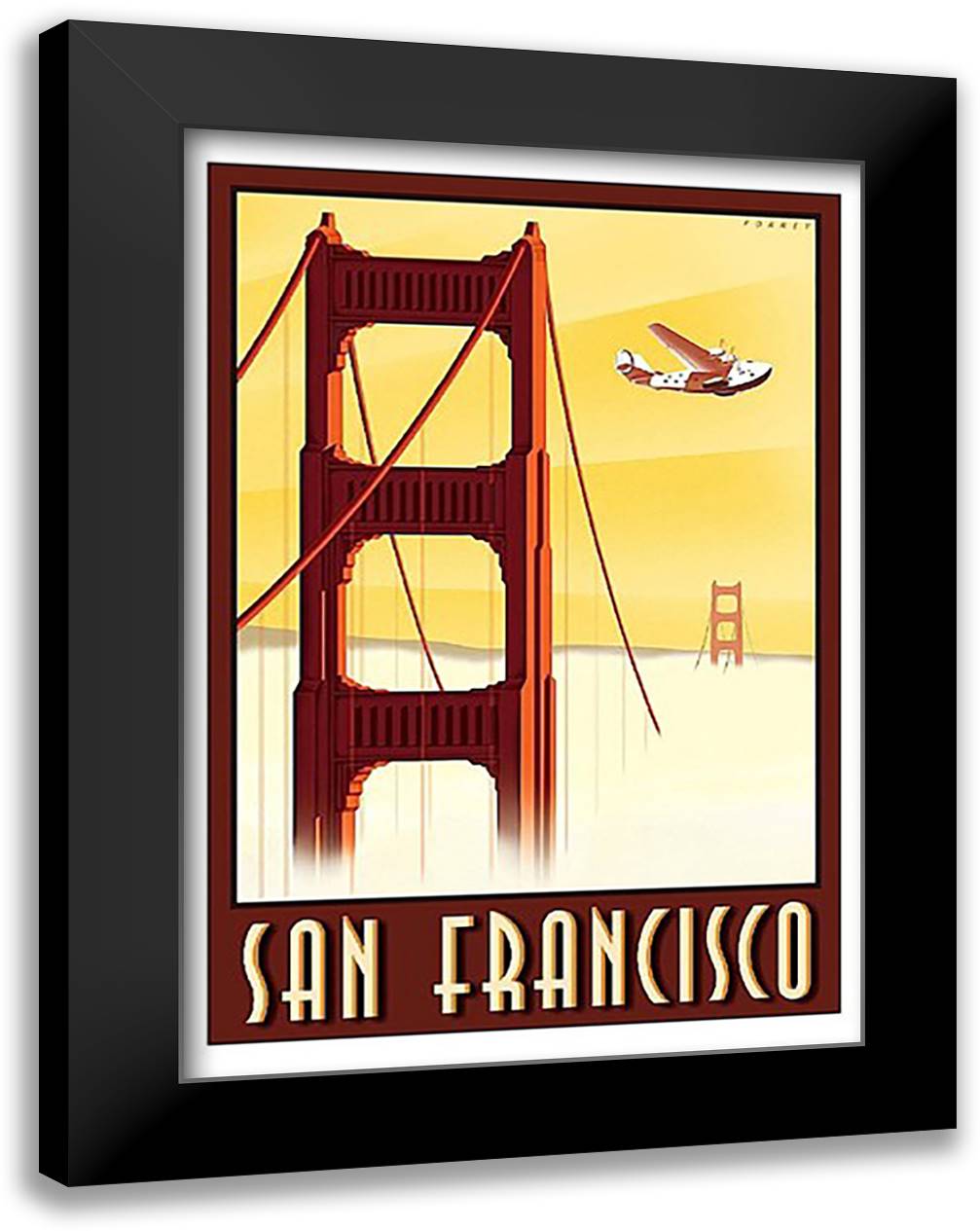 San Francisco 17x23 Black Modern Wood Framed Art Print Poster by Forney, Steve