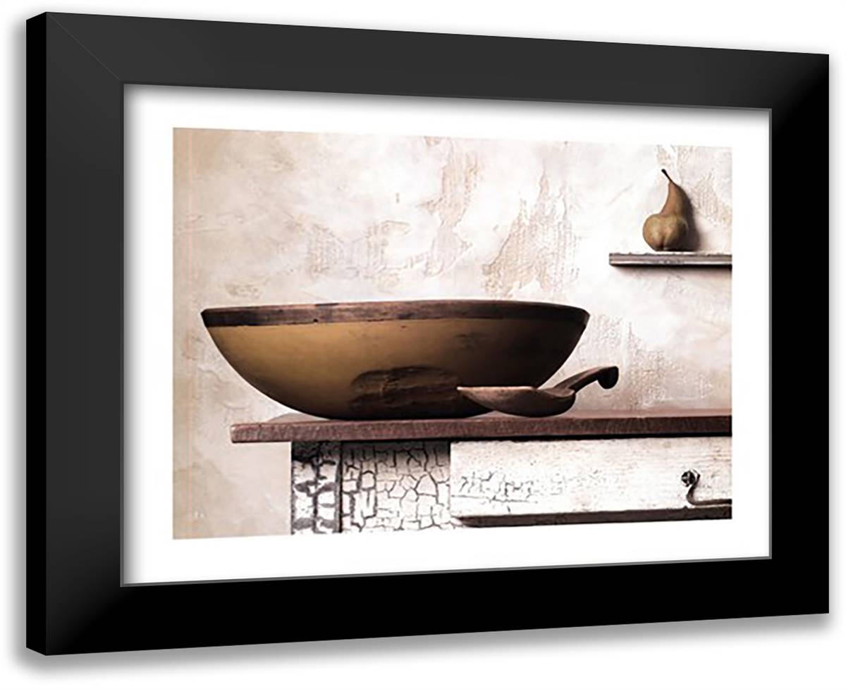 Bowl and Pear 32x26 Black Modern Wood Framed Art Print Poster by Gaetano