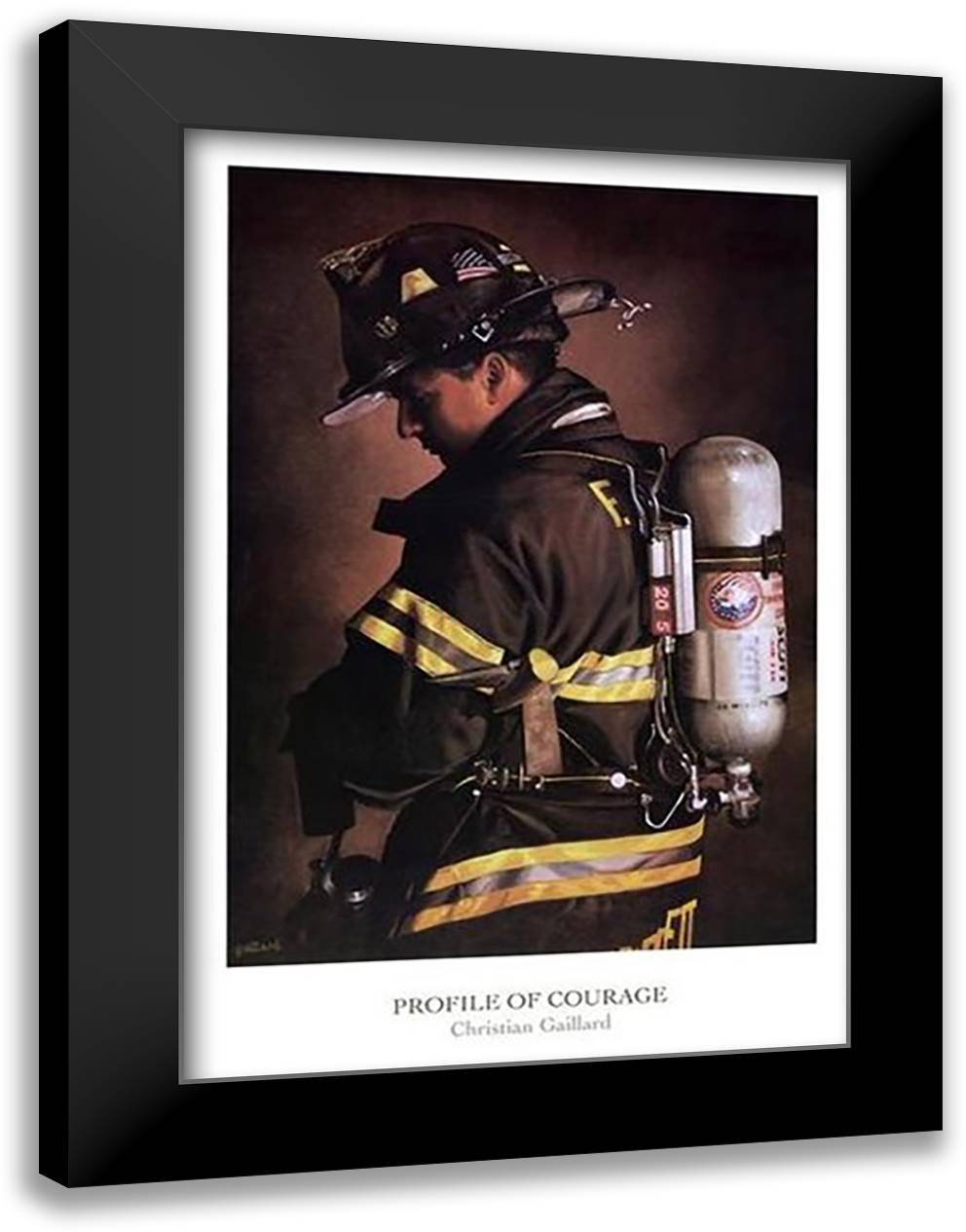 Profile of Courage 28x40 Black Modern Wood Framed Art Print Poster by Gaillard, Christian