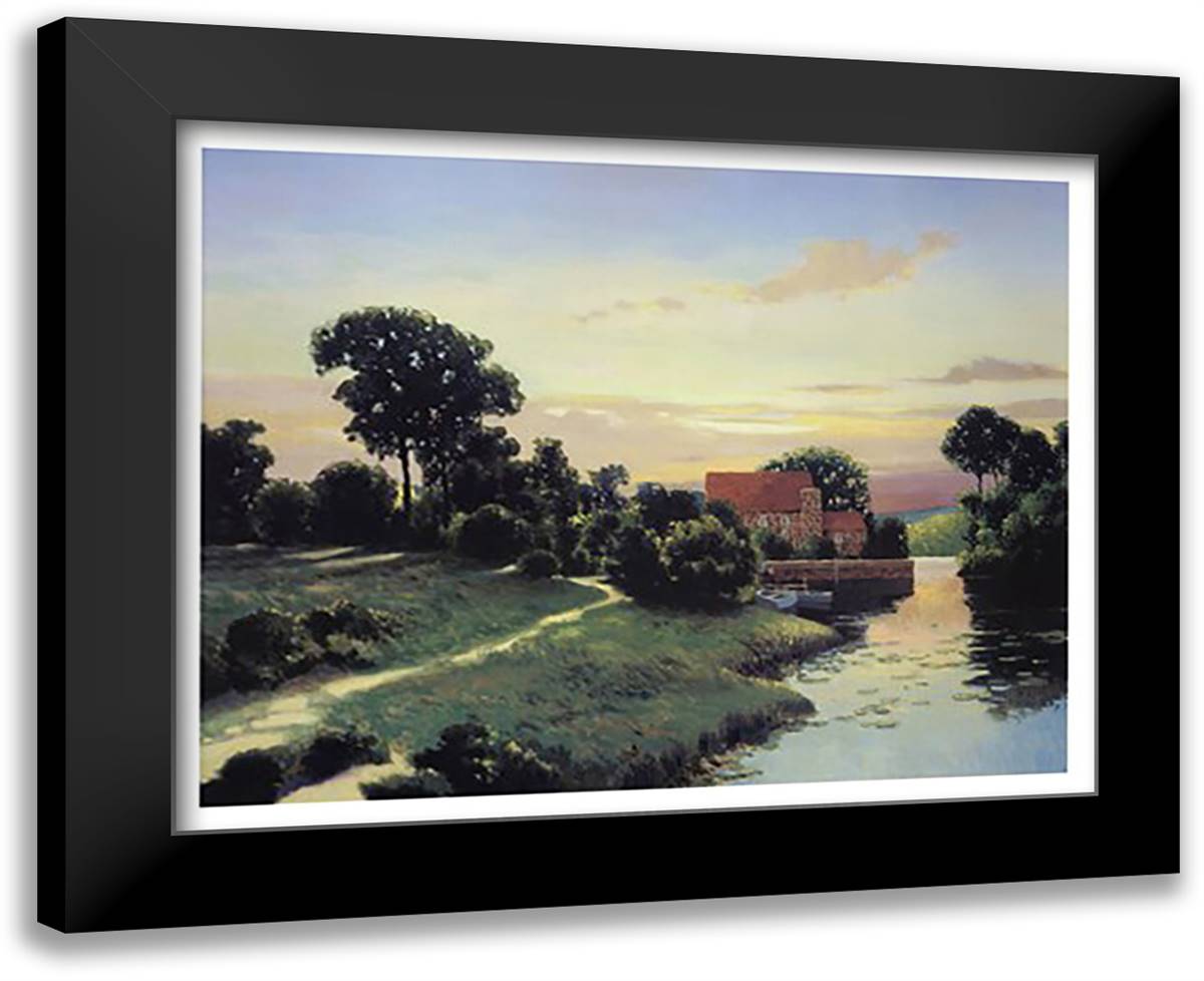 Old Mill Bluestone 18x15 Black Modern Wood Framed Art Print Poster by Hayslette, Max