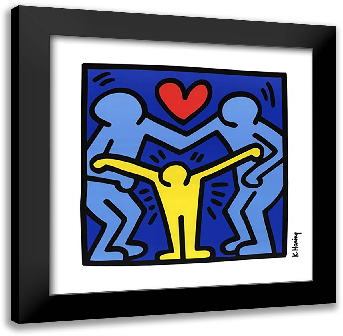 Untitled (Logo Against Family Violence), 1989 (baby heart) 24x24 Black Modern Wood Framed Art Print Poster by Haring, Keith