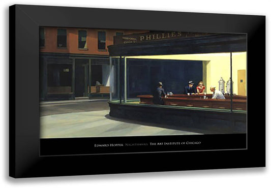 Nighthawks, 1942 38x26 Black Modern Wood Framed Art Print Poster by Hopper, Edward