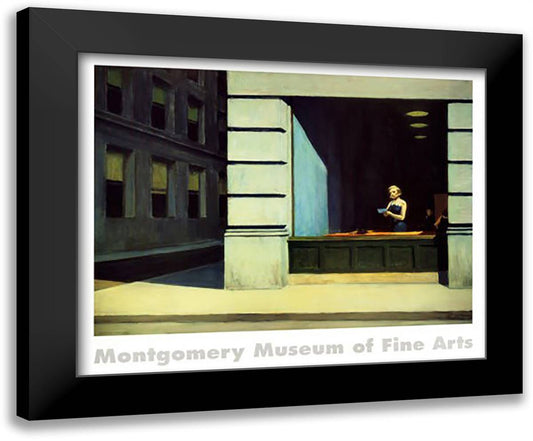 New York Office 34x28 Black Modern Wood Framed Art Print Poster by Hopper, Edward