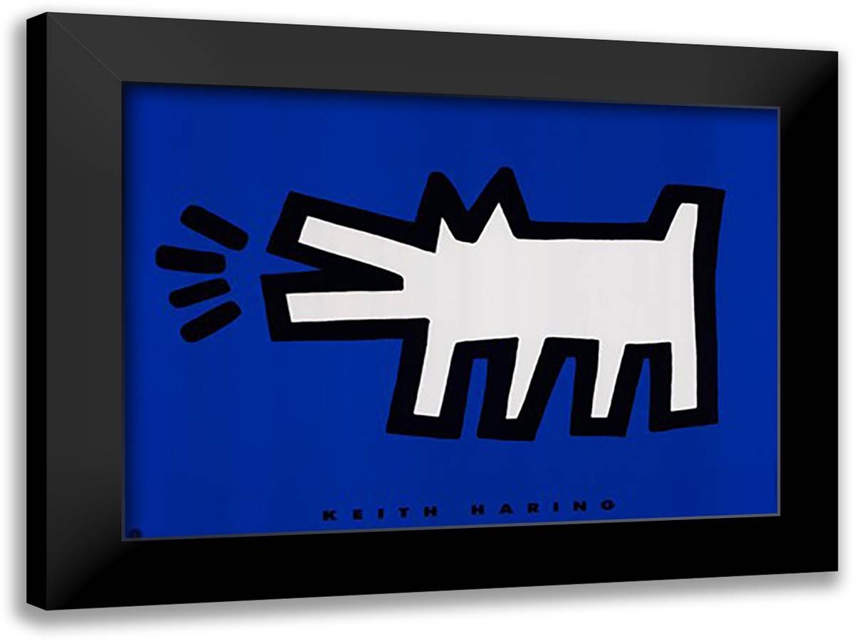 Dog Barking 38x28 Black Modern Wood Framed Art Print Poster by Haring, Keith