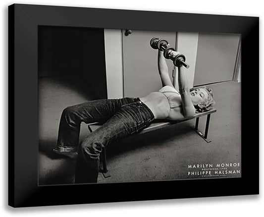 Marilyn Monroe, Hollywood (with weights), c.1952 32x26 Black Modern Wood Framed Art Print Poster by Halsman, Philippe