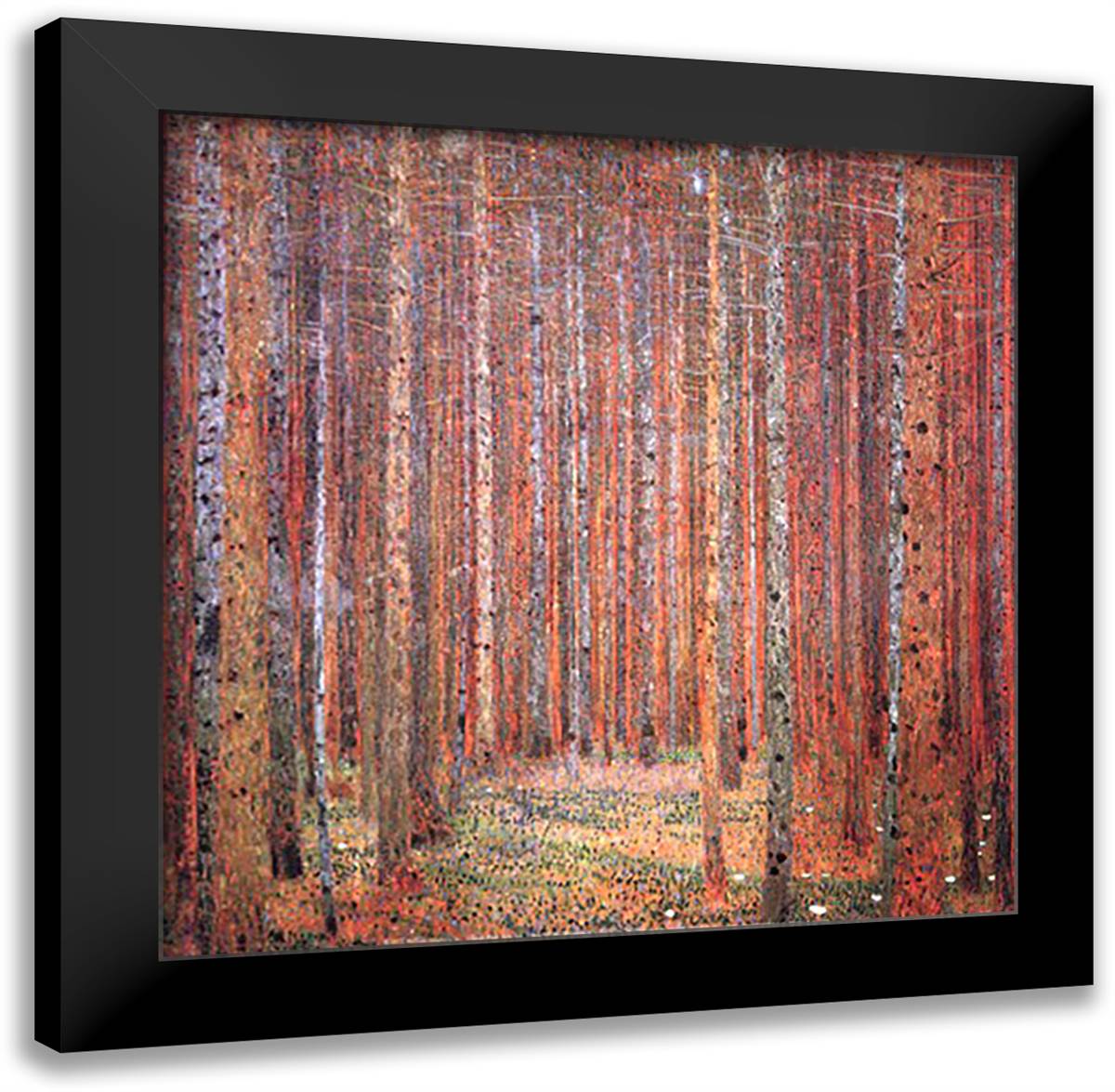 Tannenwald I 16x16 Black Modern Wood Framed Art Print Poster by Klimt, Gustav