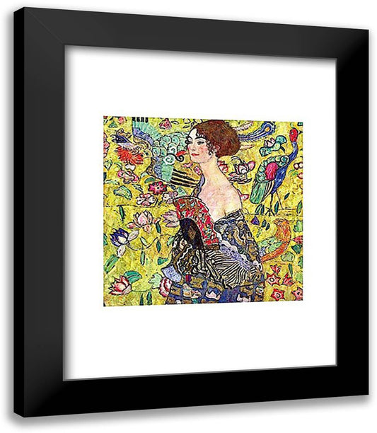 Lady with Fan 15x18 Black Modern Wood Framed Art Print Poster by Klimt, Gustav