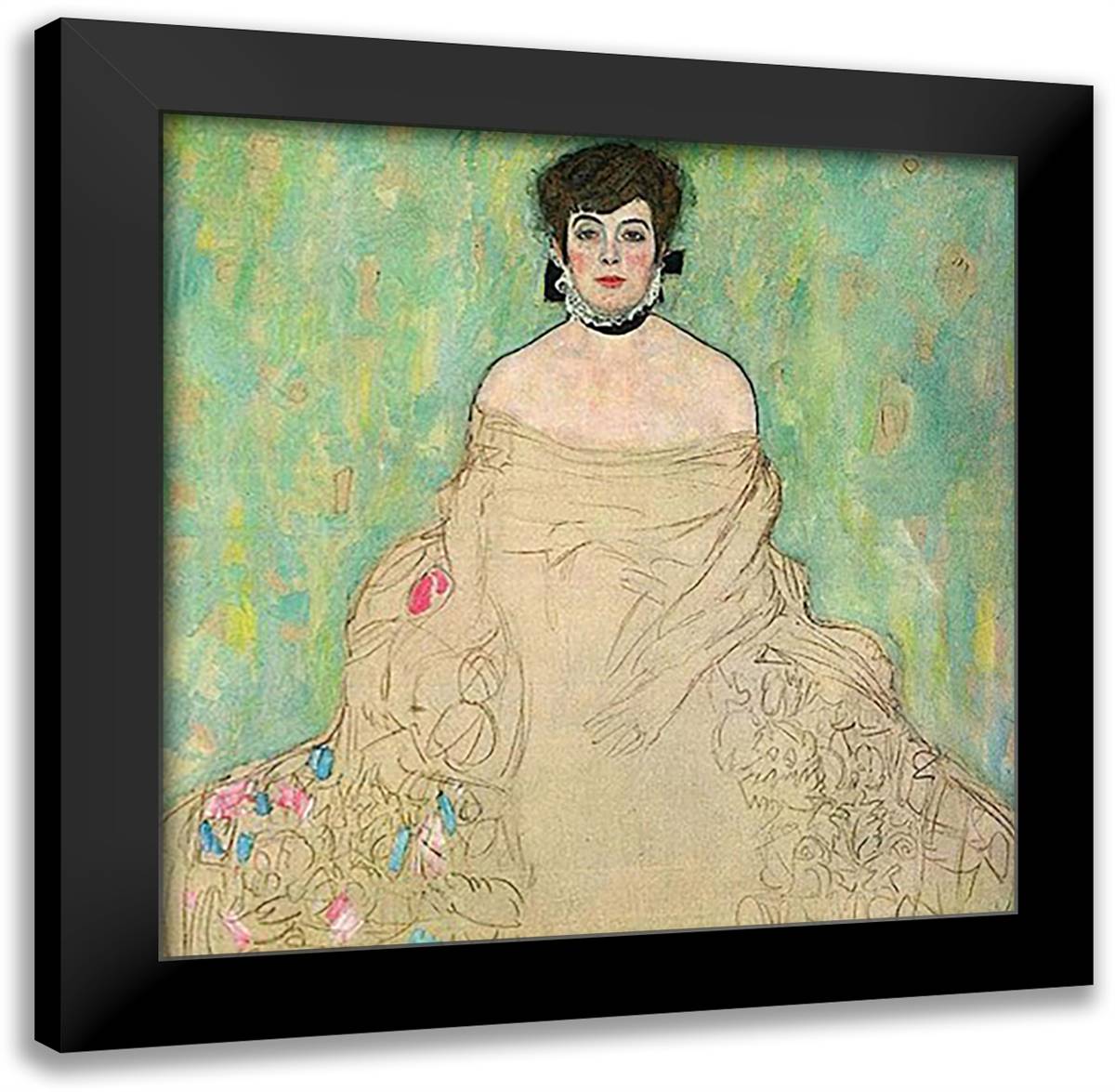 Portrait of Amalie Zuckerkandl (unfinished), 1917-1918 16x16 Black Modern Wood Framed Art Print Poster by Klimt, Gustav