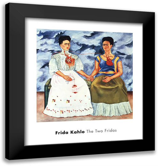 The Two Fridas, 1939 24x26 Black Modern Wood Framed Art Print Poster by Kahlo, Frida