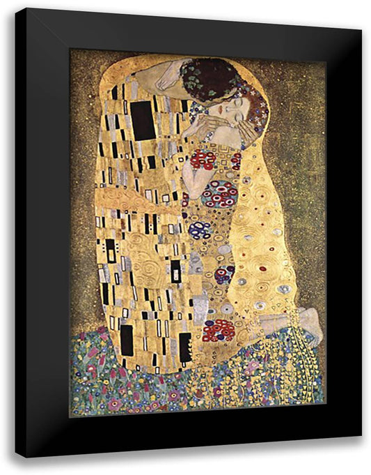 The Kiss 28x39 Black Modern Wood Framed Art Print Poster by Klimt, Gustav