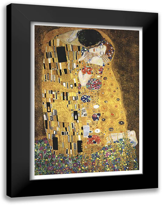The Kiss 28x40 Black Modern Wood Framed Art Print Poster by Klimt, Gustav