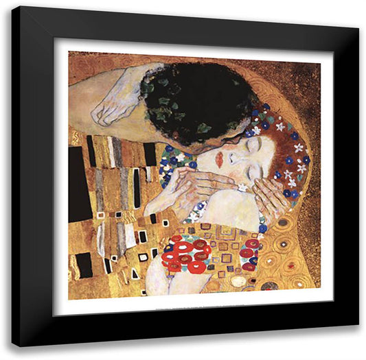 The Kiss (detail) 24x24 Black Modern Wood Framed Art Print Poster by Klimt, Gustav