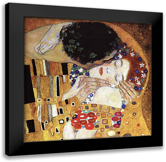 The Kiss (detail) 16x16 Black Modern Wood Framed Art Print Poster by Klimt, Gustav