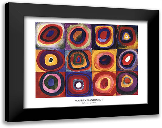 Farbstudie Quadrate, c.1913 36x28 Black Modern Wood Framed Art Print Poster by Kandinsky, Wassily