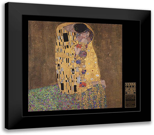 The Kiss 32x28 Black Modern Wood Framed Art Print Poster by Klimt, Gustav