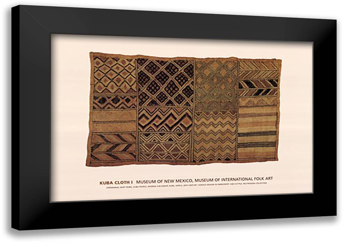 Kuba Cloth I 38x26 Black Modern Wood Framed Art Print Poster