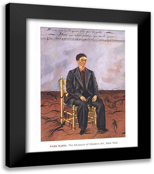 Self-Portrait with Cropped Hair, 1940 20x24 Black Modern Wood Framed Art Print Poster by Kahlo, Frida