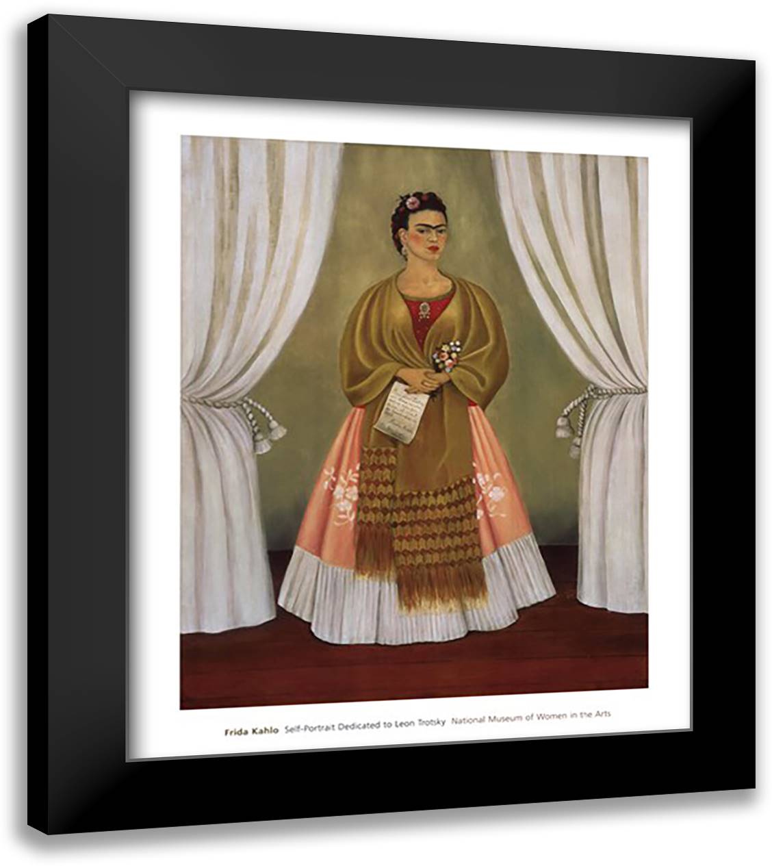 Self-Portrait Dedicated to Leon Trotsky, 1937 28x32 Black Modern Wood Framed Art Print Poster by Kahlo, Frida