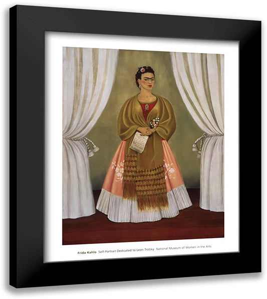 Self-Portrait Dedicated to Leon Trotsky, 1937 28x32 Black Modern Wood Framed Art Print Poster by Kahlo, Frida