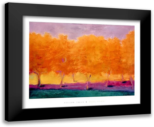 Yellow Trees 34x28 Black Modern Wood Framed Art Print Poster by Kahn, Wolf