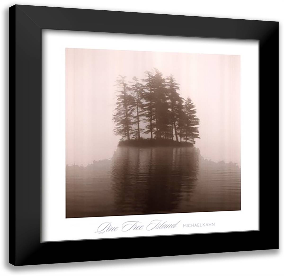Pine Tree Island 24x24 Black Modern Wood Framed Art Print Poster by Kahn, Michael
