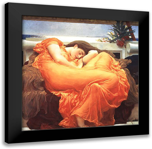 Flaming June 16x16 Black Modern Wood Framed Art Print Poster by Leighton, Frederic