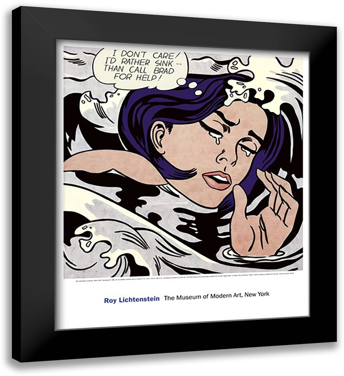 Drowning Girl 27x31 Black Modern Wood Framed Art Print Poster by Lichtenstein, Roy
