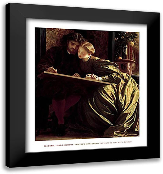 Painter's Honeymoon, about 1864 28x32 Black Modern Wood Framed Art Print Poster by Leighton, Frederic