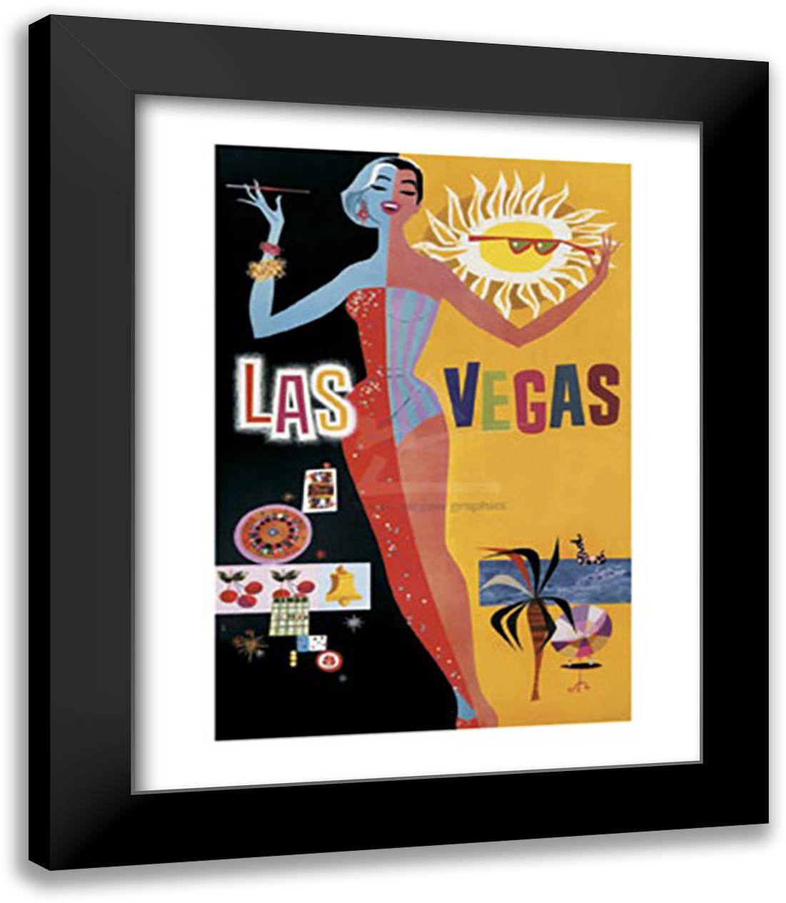 Las Vegas 15x18 Black Modern Wood Framed Art Print Poster