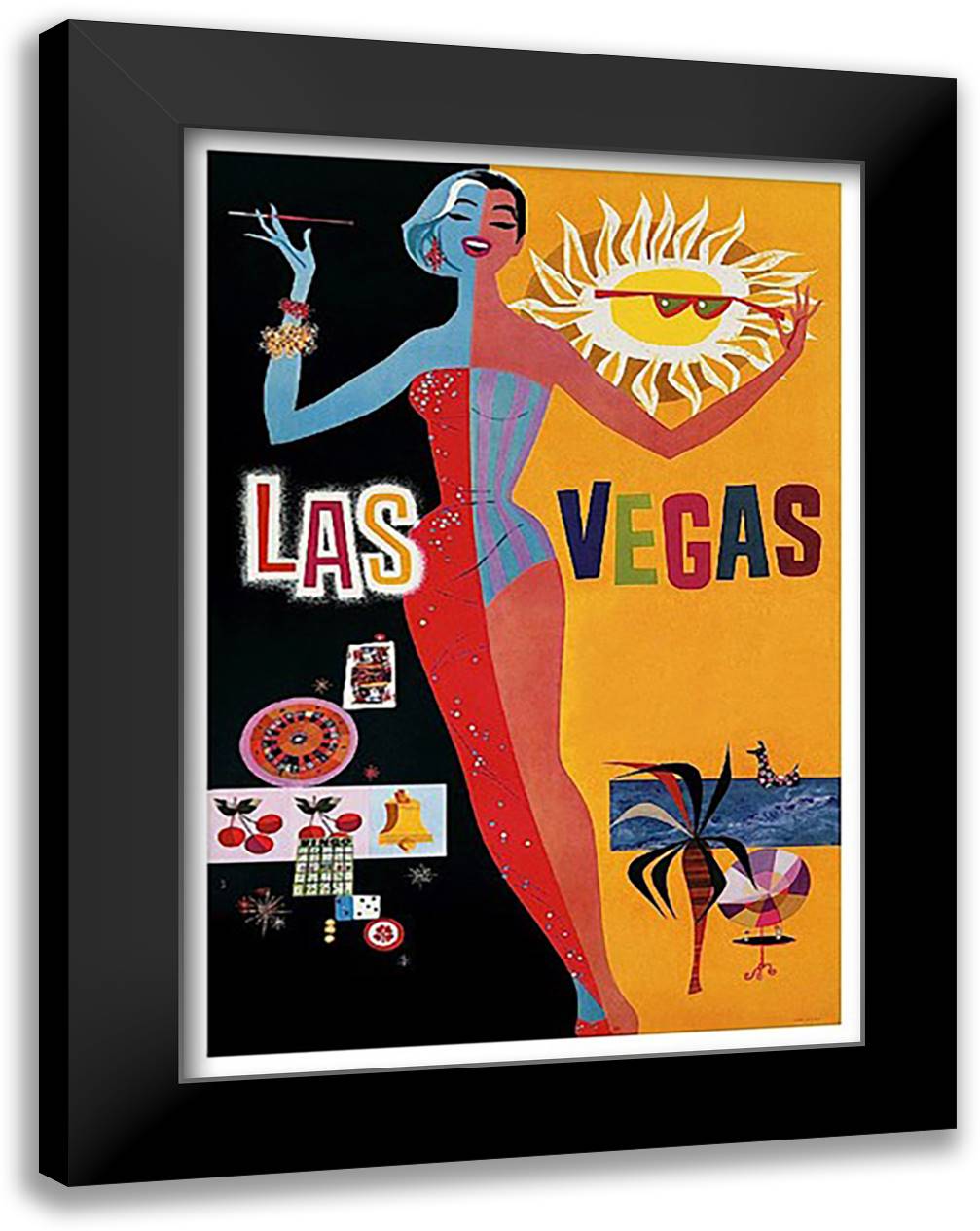 Las Vegas 17x23 Black Modern Wood Framed Art Print Poster