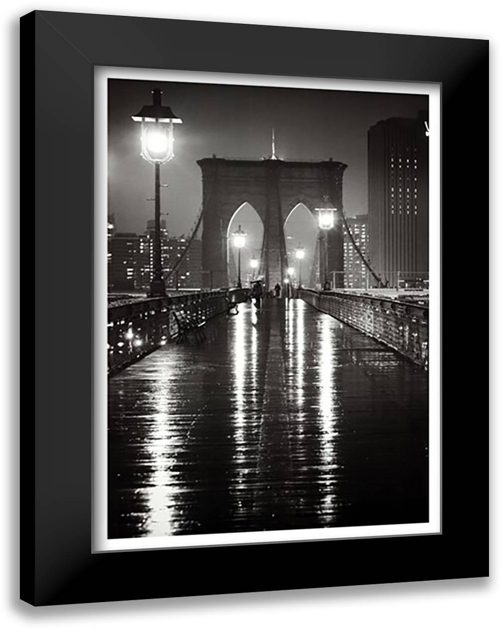 Brooklyn Bridge 28x40 Black Modern Wood Framed Art Print Poster by Lugovsky, Oleg