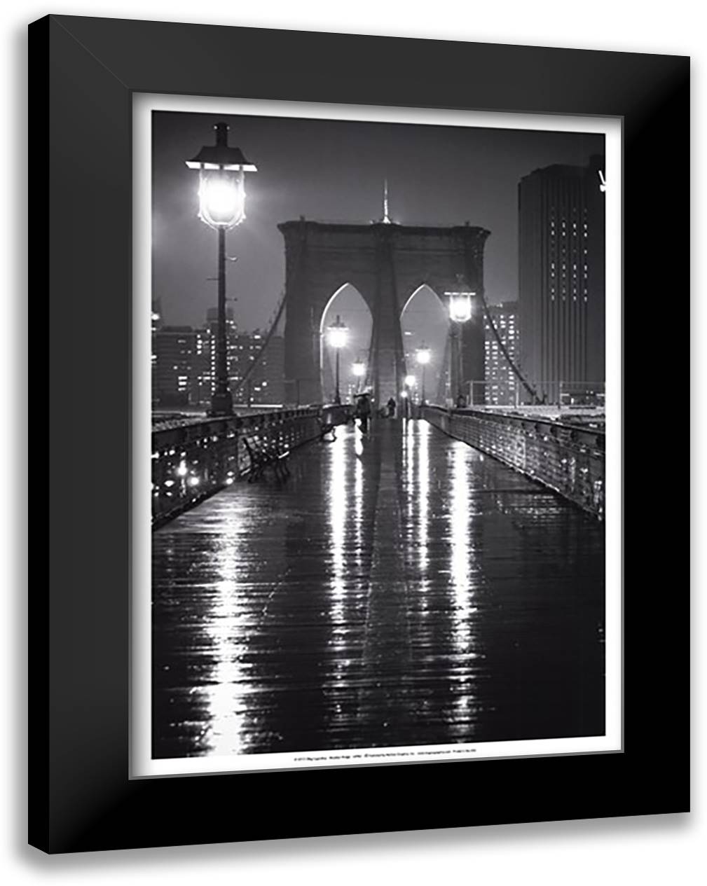 Brooklyn Bridge 17x23 Black Modern Wood Framed Art Print Poster by Lugovsky, Oleg