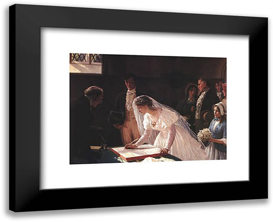 Signing the Register 24x20 Black Modern Wood Framed Art Print Poster by Leighton, Edmund Blair