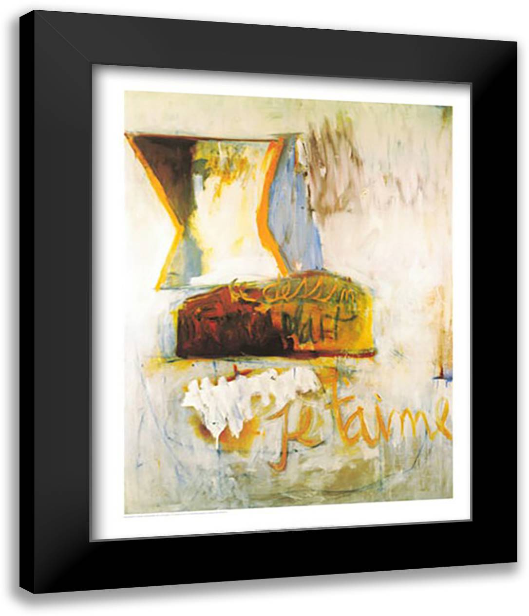 Je t'aime, No. III with Loaf of Bread 28x36 Black Modern Wood Framed Art Print Poster by Motherwell, Robert