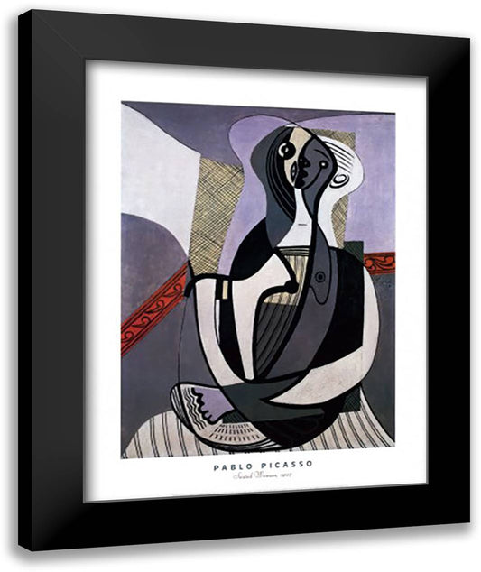 Seated Woman, 1927 28x36 Black Modern Wood Framed Art Print Poster by Picasso, Pablo