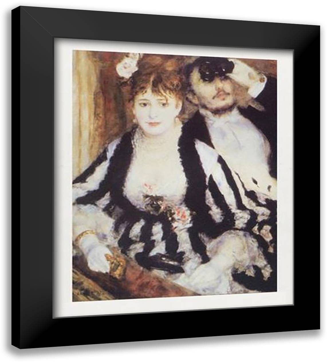 La loge 28x36 Black Modern Wood Framed Art Print Poster by Renoir, Pierre-Auguste