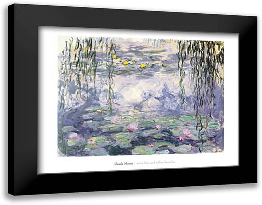 Water Lilies and Willow Branches 36x28 Black Modern Wood Framed Art Print Poster by Monet, Claude
