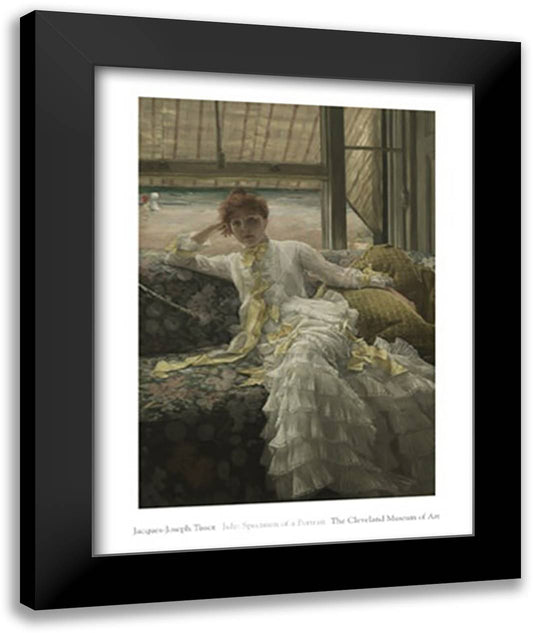 July: Specimen of a Portrait, c.1878 28x36 Black Modern Wood Framed Art Print Poster by Tissot, James