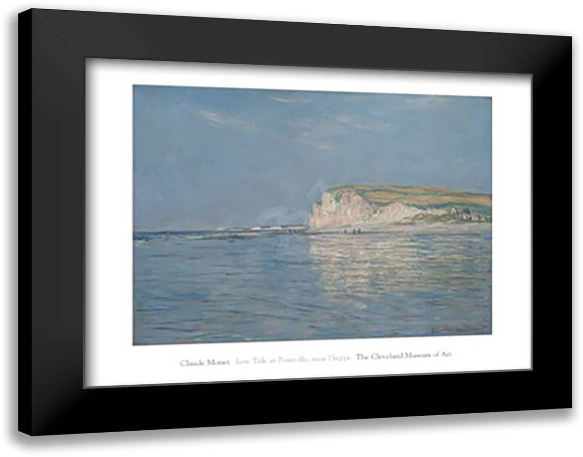Low Tide at Pourville, near Dieppe, 1882 36x28 Black Modern Wood Framed Art Print Poster by Monet, Claude