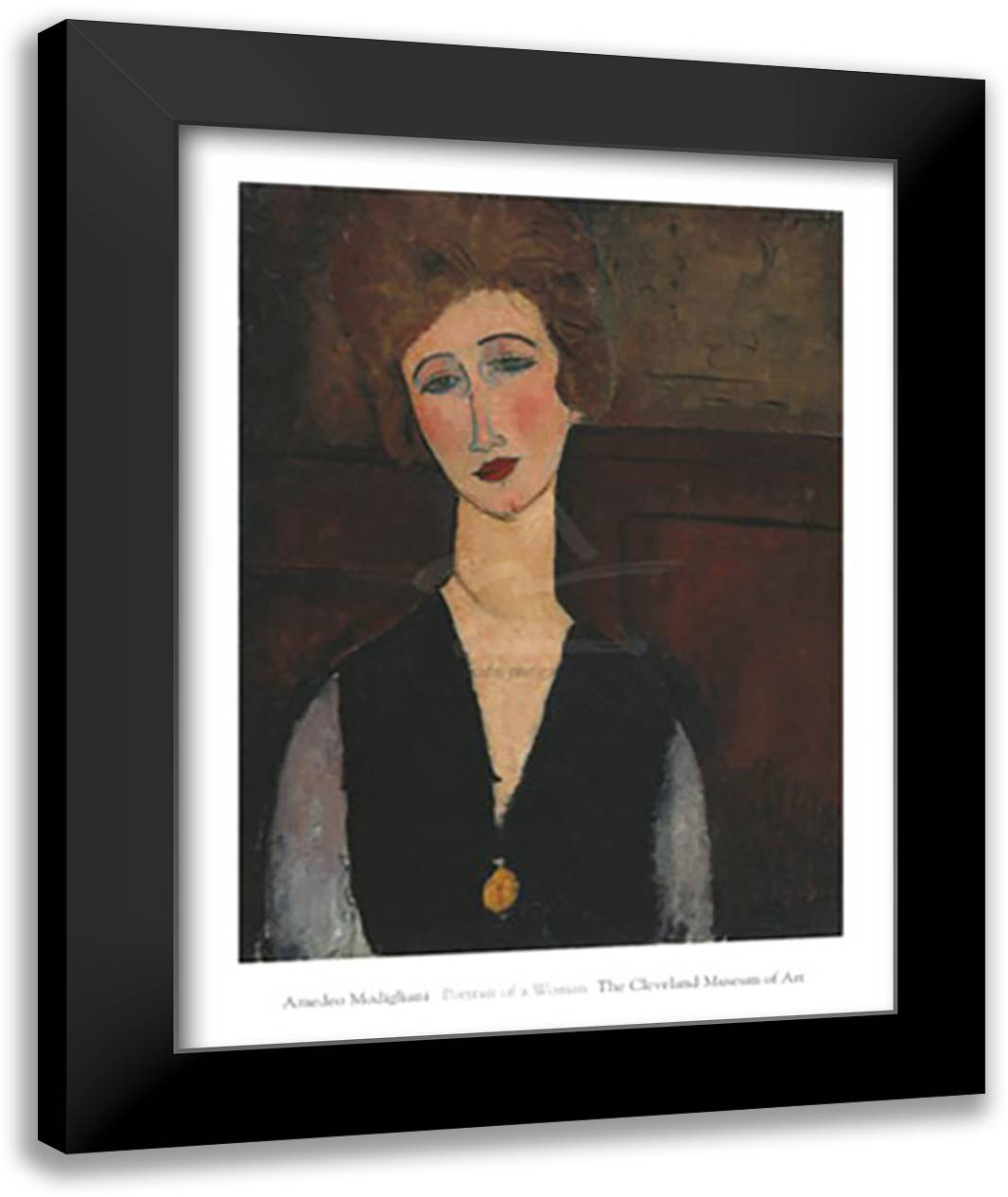 Portrait of a Woman, c.1917-1918 28x36 Black Modern Wood Framed Art Print Poster by Modigliani, Amedeo