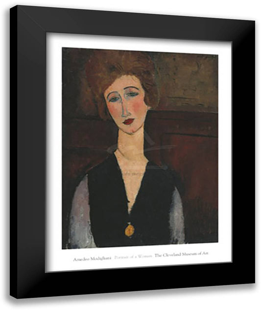 Portrait of a Woman, c.1917-1918 28x36 Black Modern Wood Framed Art Print Poster by Modigliani, Amedeo