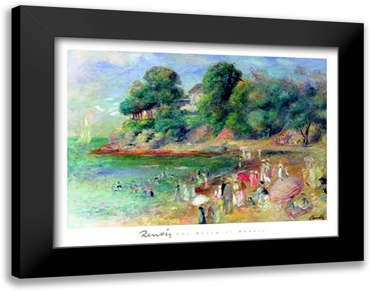 The Beach at Pornic 36x28 Black Modern Wood Framed Art Print Poster by Renoir, Pierre-Auguste