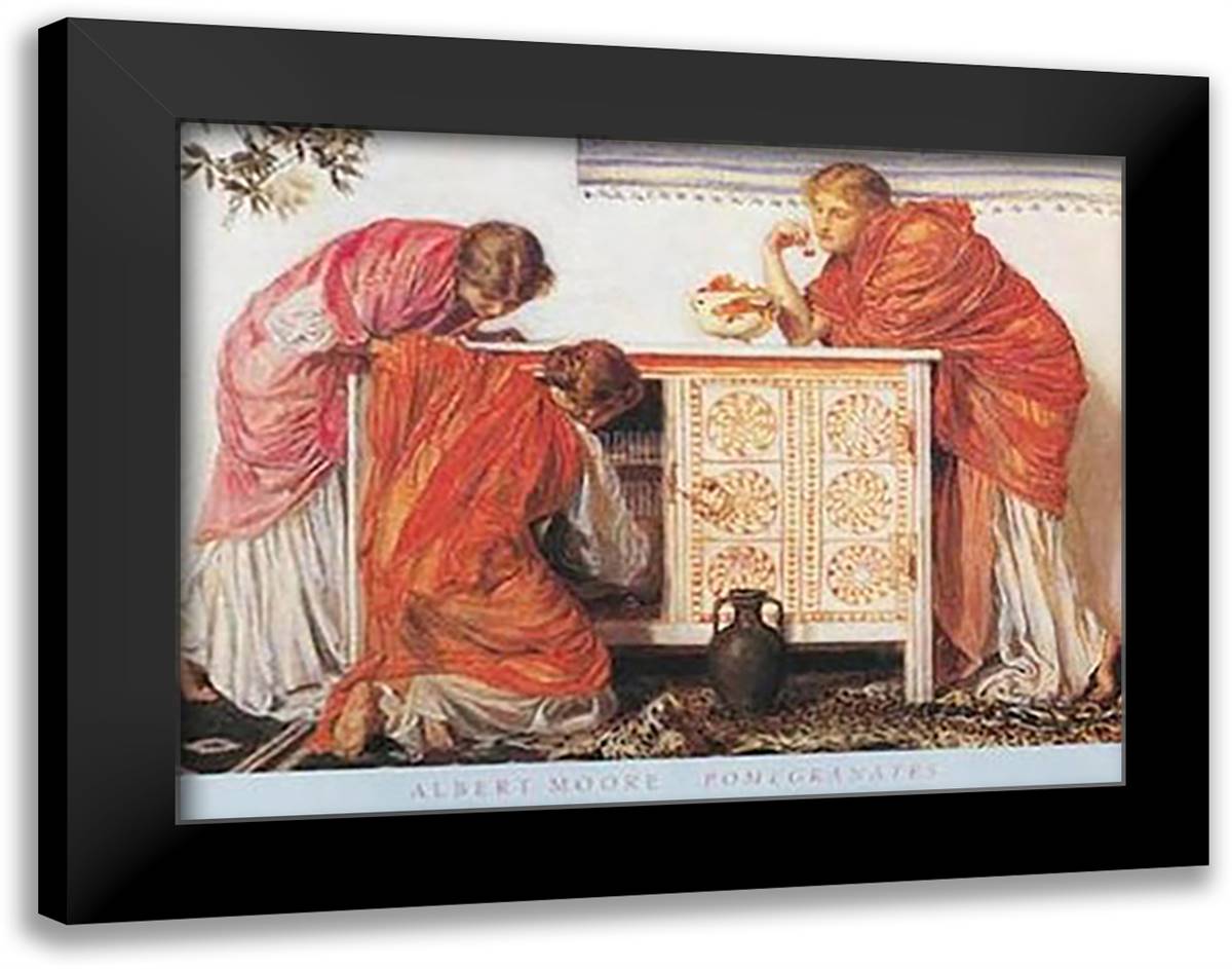 Pomegranates 36x28 Black Modern Wood Framed Art Print Poster by Moore, Albert Joseph