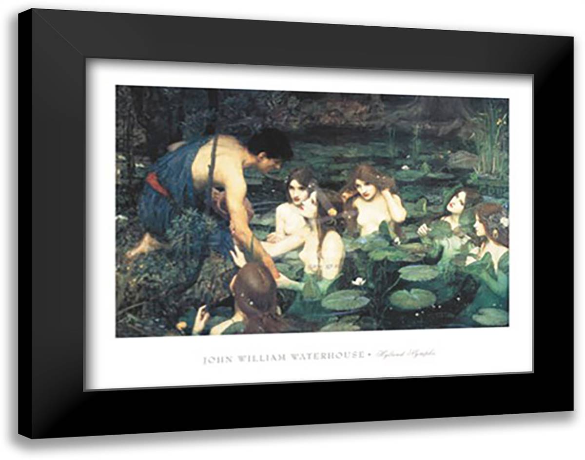 Hylas and the Nymphs 36x28 Black Modern Wood Framed Art Print Poster by Waterhouse, John William