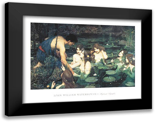 Hylas and the Nymphs 36x28 Black Modern Wood Framed Art Print Poster by Waterhouse, John William