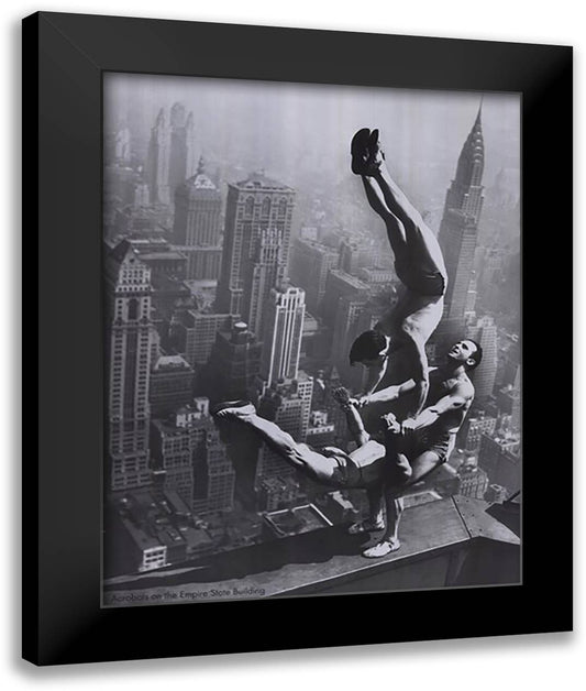 Acrobats on the Empire State Building 28x36 Black Modern Wood Framed Art Print Poster