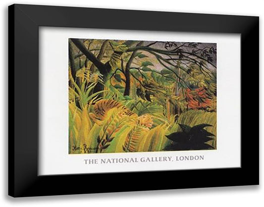 Tiger in a Tropical Storm (Surprised!) 36x28 Black Modern Wood Framed Art Print Poster by Rousseau, Henri