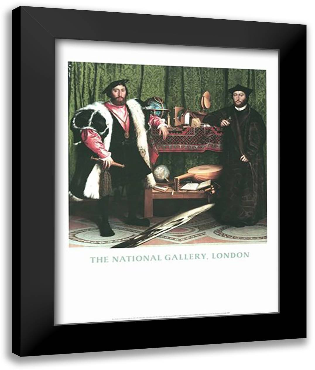 The Ambassadors 28x36 Black Modern Wood Framed Art Print Poster by Holbein, Hans